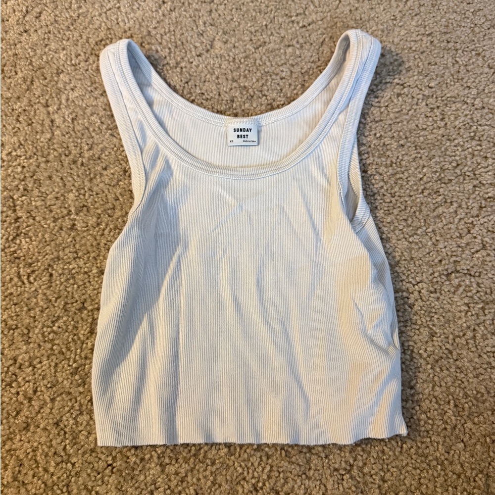 Sunday Best Cream Ribbed Cropped Tank